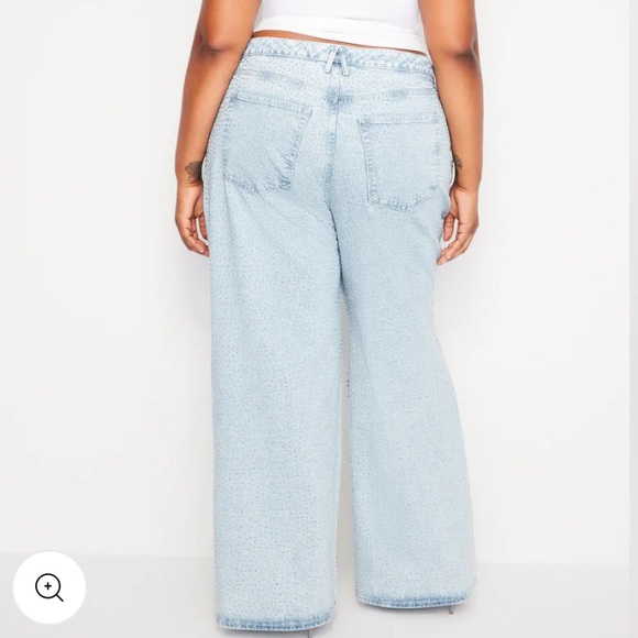 GOOD AMERICAN GOOD EASE RELAXED SPARKLE JEANS SIZE 18 - Picture 2 of 8